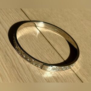 Coach Polished Silver Logo Accent Bangle - like new - circa 2006